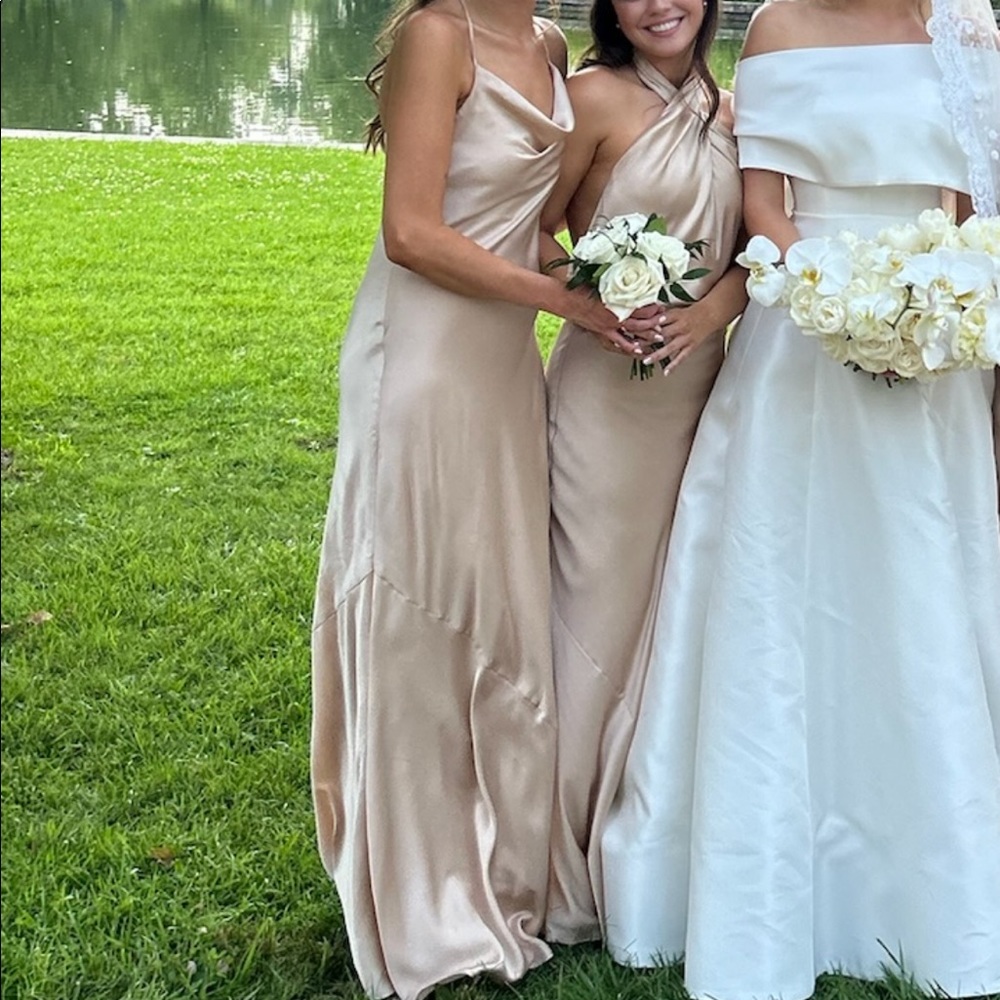 Show Me Your MUMU Tuscany Maxi Slip Dress Champagne Luxe Satin Small